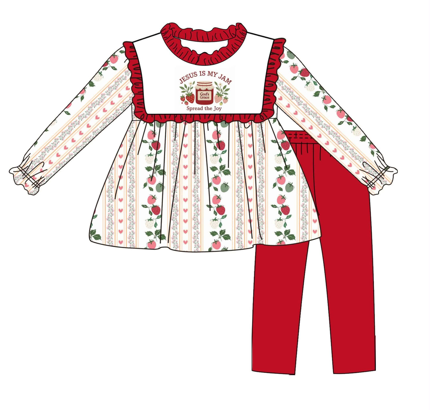 BERRY FABRIC 2 PIECE OUTFIT WITH JESUS IS MY JAM WRITTEN ON IT