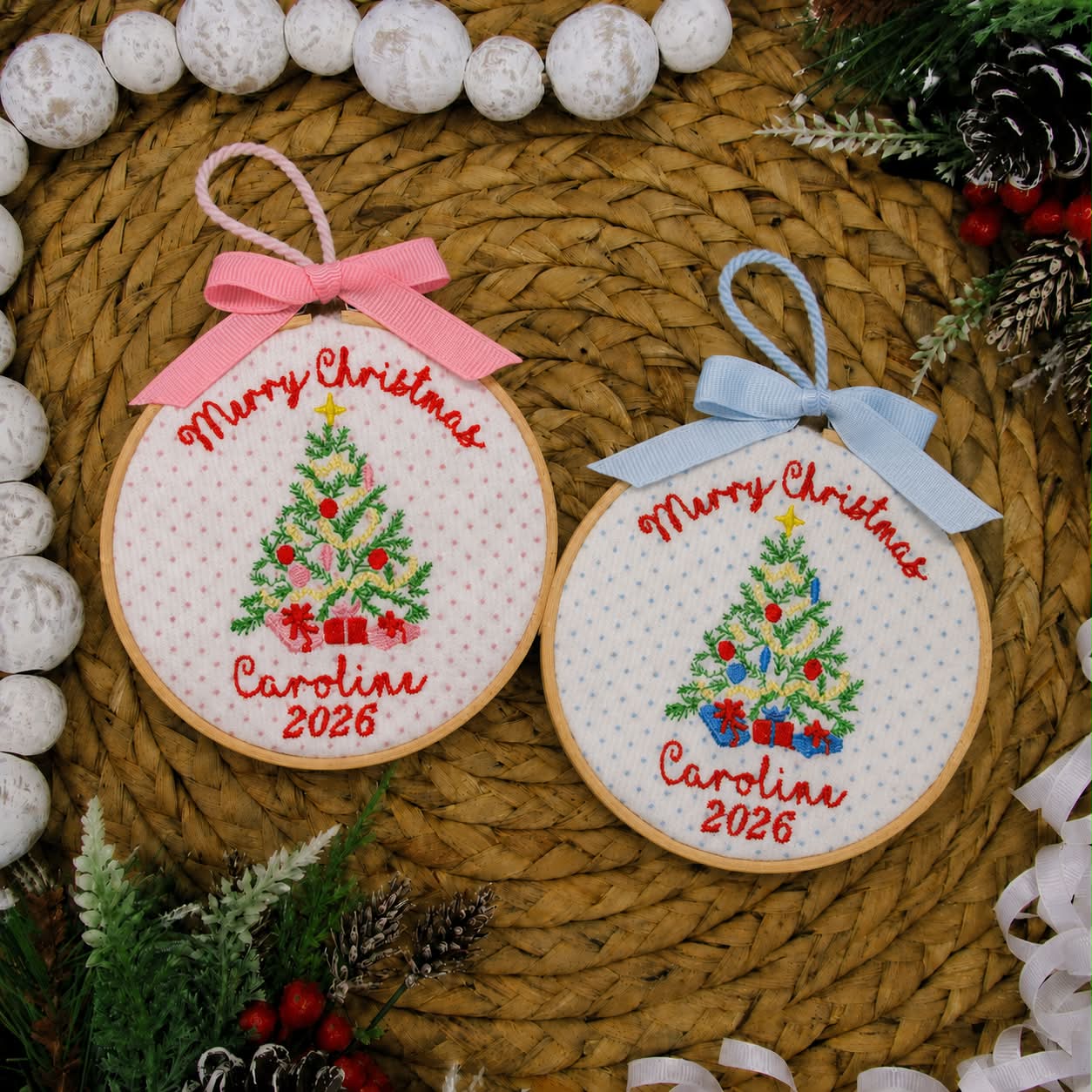 Embroidered 2026 Christmas Ornaments- ETA End Oct/Early Nov