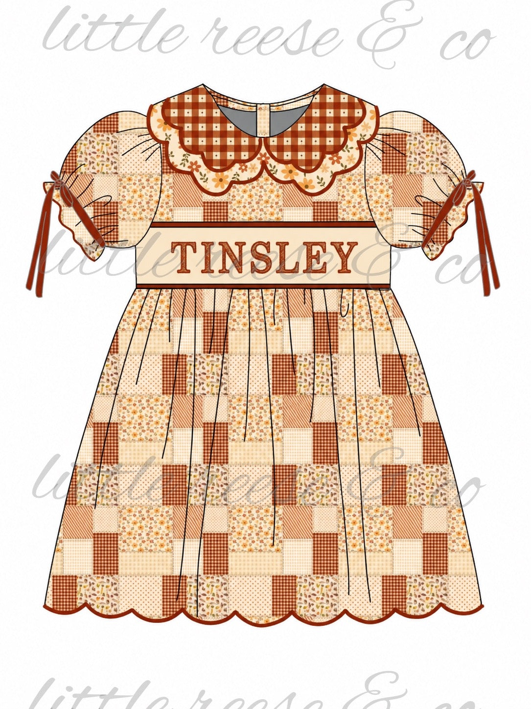 Fall Patchwork Name Smock- ETA October