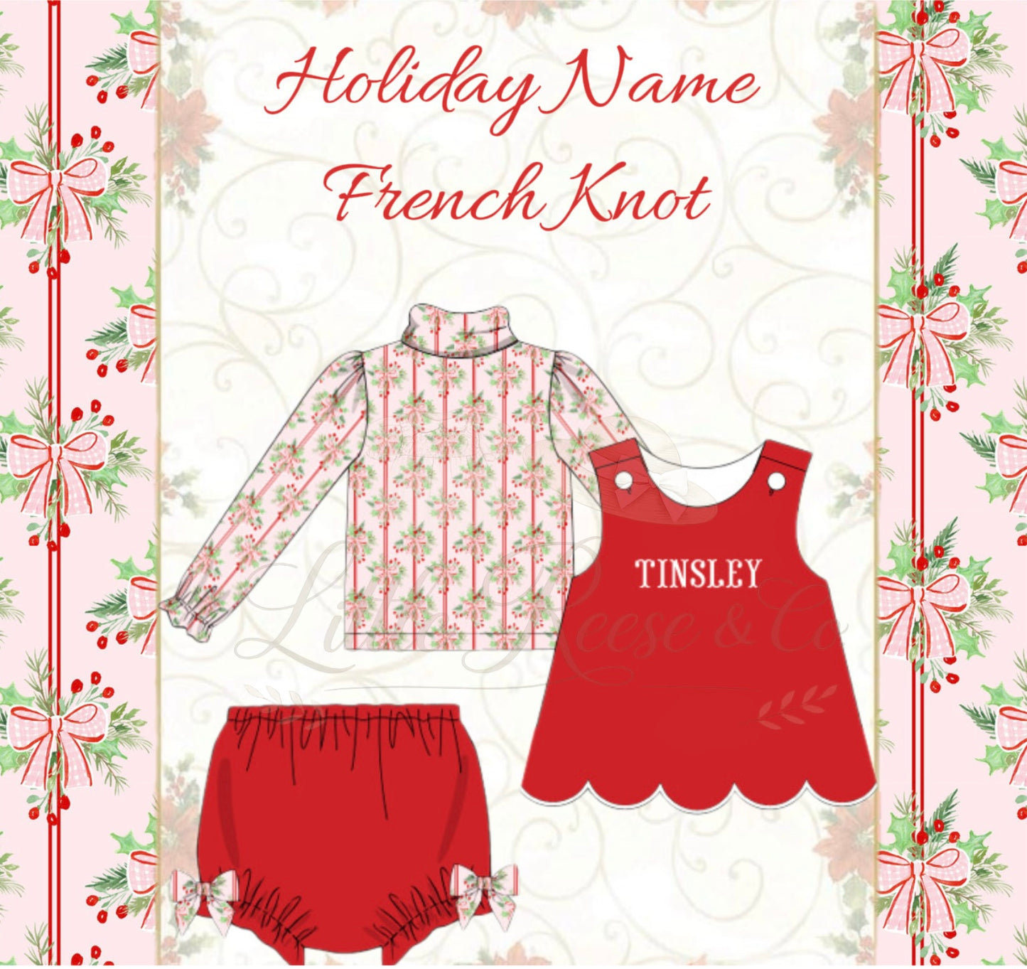 Holiday Name French Knot- ETA Nov