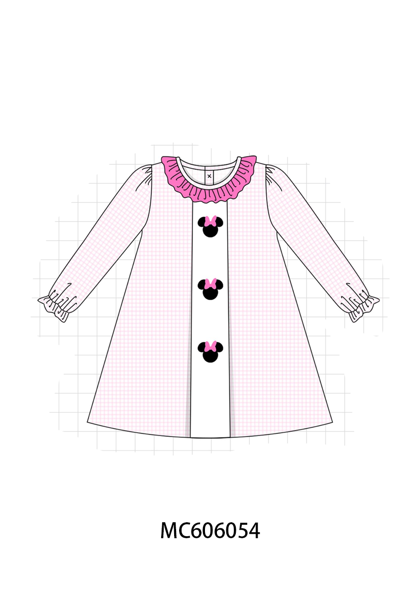 PO95 Pink&blue character embroidery gingham collection
