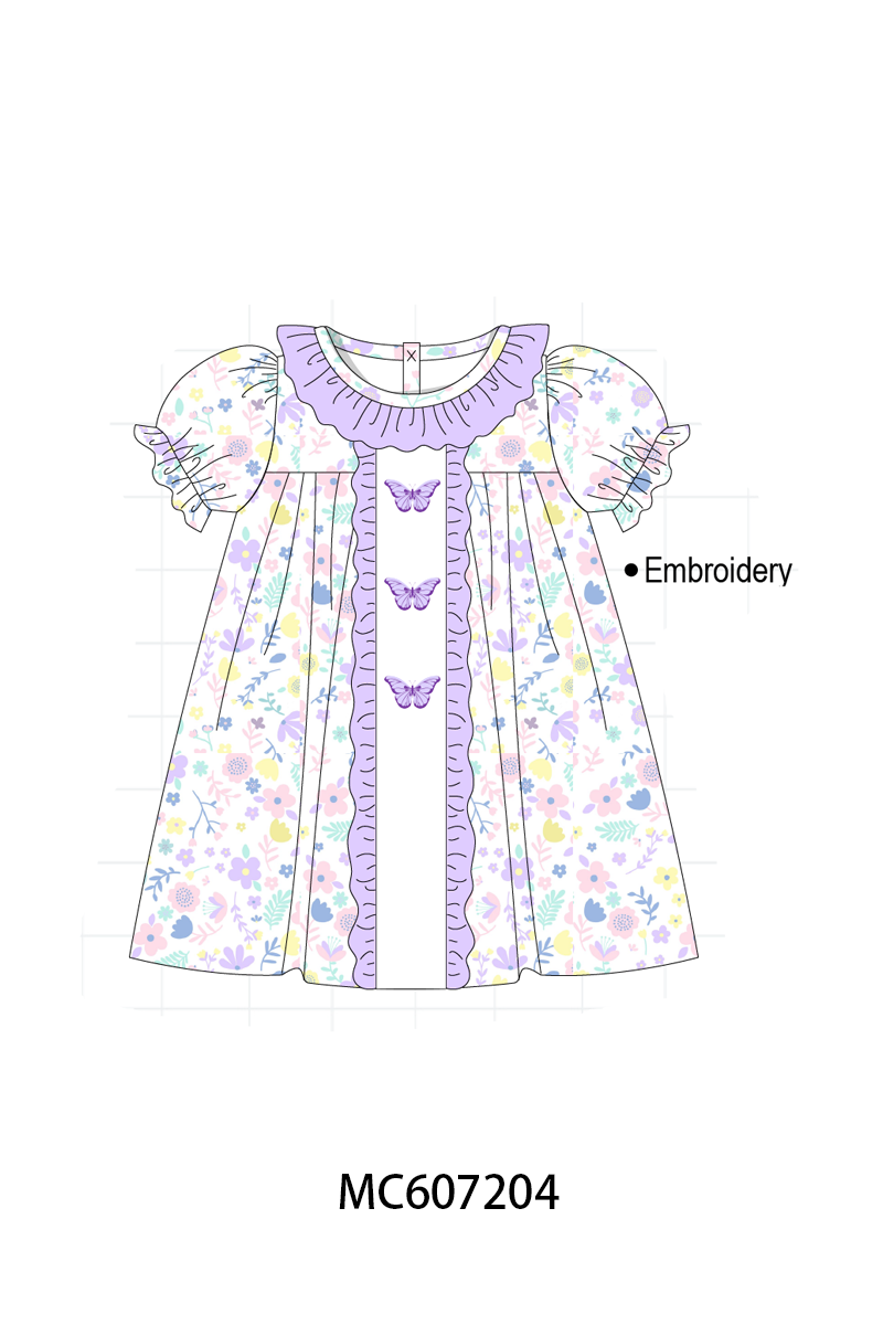 PO99 Purple butterfly embroidery floral collection