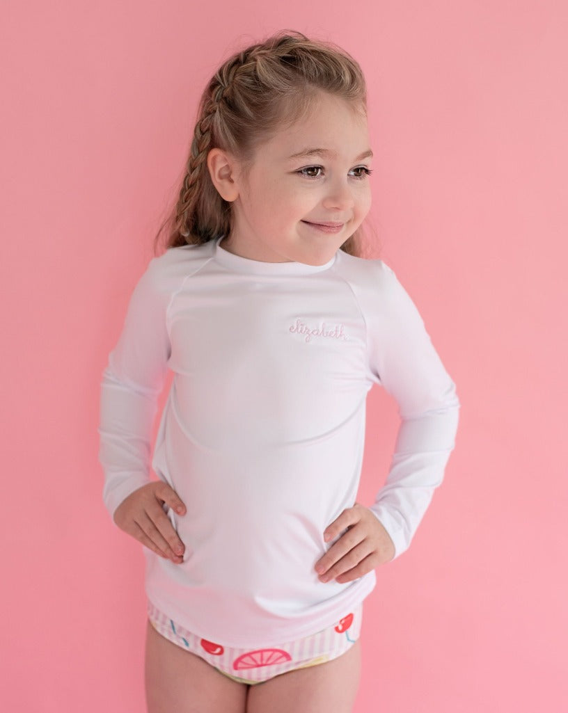 Rash Guard Long Sleeve in White- FINAL SALE