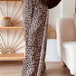 Beige Leopard Print Side Striped Detail Casual Wide Leg Pants