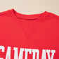 Fiery Red GAMEDAY Embroidered Patch Pattern Casual Shift Sweatshirt