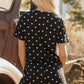 Pink Polka Dot Short Sleeve Loose Top Drawstring Shorts Set