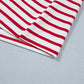 Red Stripe Scallop Trim Casual Top 2pcs Short Set