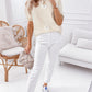 Pink Flower Pattern Short Sleeve Knitted Top