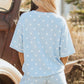 Pink Polka Dot Short Sleeve Loose Top Drawstring Shorts Set