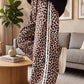 Beige Leopard Print Side Striped Detail Casual Wide Leg Pants