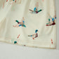 Beige Mallard Duck Print Oversized Tee Drawstring Short Set