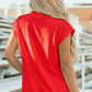 Yellow Solid Color High Neck Cap Sleeve Loose Top