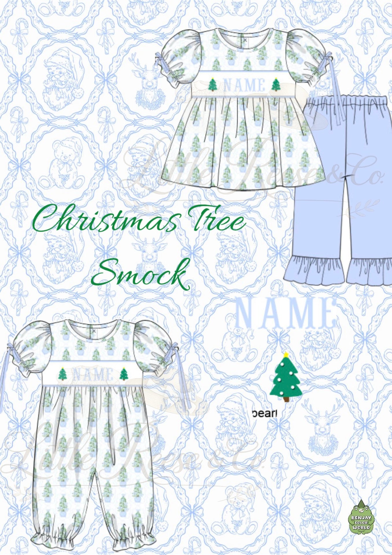 Christmas Tree Name Smock- ETA Nov