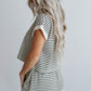 White Stripe Contrast Edge Tee and Shorts Set