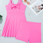 Bright Pink Twisted Strappy Back Active Mini Dress with Shorts