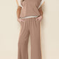 Navy Blue Color Block Detail Casual Two-piece Set