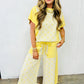 Sky Blue Color Block Patchwork Polka Dot Wide Leg Pant Set