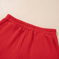 Carrot Gingham Trim Baggy Pullover 2pcs Short Set