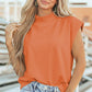 Yellow Solid Color High Neck Cap Sleeve Loose Top