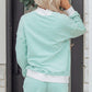 Sky Blue Stripe Oversize Mock Neck Sweatshirt and Shorts Set