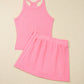 Sky Blue Slim Tank Top Elastic Waist Mini Skort 2pcs Outfit
