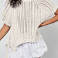 Ashleigh Blue Plus Size Open Knit Bow Tie Short Sleeve Sweater