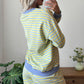 Pink Stripe Color Block Detail Long Sleeve Pullover Elastic Waist Pull On Shorts 2pcs Set