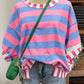 Yellow Stripe Exposed Seam Contrast Patchwork Oversized Top