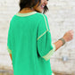 Mint Green Loose Uneven Hem Twist Ribbed T Shirt