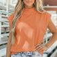 Yellow Solid Color High Neck Cap Sleeve Loose Top