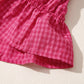 Red Plaid Shirred Ruffle Trim Tank Top
