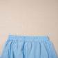 Dark Blue Ribbed Slim Tank Pocketed Wide Leg Shorts Set