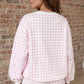 Pink Plaid Baggy Pullover Drawstring Casual Shorts 2pcs Outfit