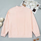 Light Pink BLESSED Embroidered Trim Patch Graphic Plus Size Mock Neck Sweatshirt