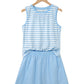 Sky Blue Stripe Slim Tank Contrast Ruffle Mini Skort Set