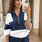Prussian Blue Exposed Seam Detail Half Sleeve Top Elastic Waist Shorts 2pcs Set
