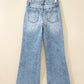 Beau Blue Acid Wash Pocket Detail Flare Jeans