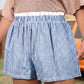 Khaki Contrast Trim Plaid Print Plus Size Shorts