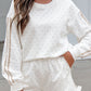 White Polka Dot Print Side Stripe Detail Casual Sweatshirt 2pcs Short Set