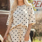 Pink Polka Dot Short Sleeve Loose Top Drawstring Shorts Set
