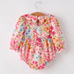Fall Halloween & Thanksgiving Pumpkin Bow Smock Embroidered Floral Baby Girl Romper