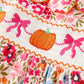 Fall Halloween & Thanksgiving Pumpkin Bow Smock Embroidered Floral Dress