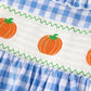 Fall Thanksgiving& Halloween Blue Pumpkin Smock Embroidery Baby Girl Dress