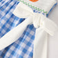 Fall Thanksgiving& Halloween Blue Pumpkin Smock Embroidery Baby Girl Dress