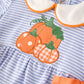 Fall Thanksgiving and Halloween Lapel Stripe Pumpkin Applique Bow Girls Romper