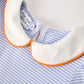Fall Thanksgiving and Halloween Lapel Stripe Pumpkin Applique Bow Girls Dress