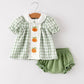 Fall Halloween & Thanksgiving Applique Plaid Girls Bloomers Romper Set