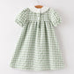 Fall Halloween & Thanksgiving Pumpkin Applique Plaid Green Girls Dress