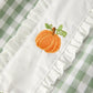 Fall Halloween & Thanksgiving Pumpkin Applique Plaid Green Girls Dress