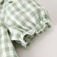 Fall Halloween & Thanksgiving Pumpkin Applique Plaid Green Girls Dress